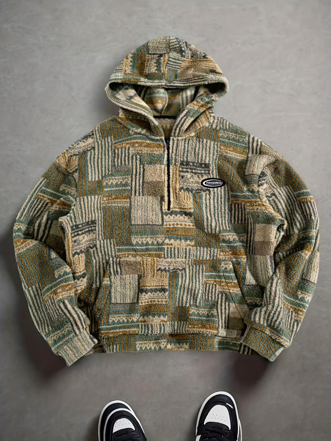 Patterned Quarter-Zip Sweater