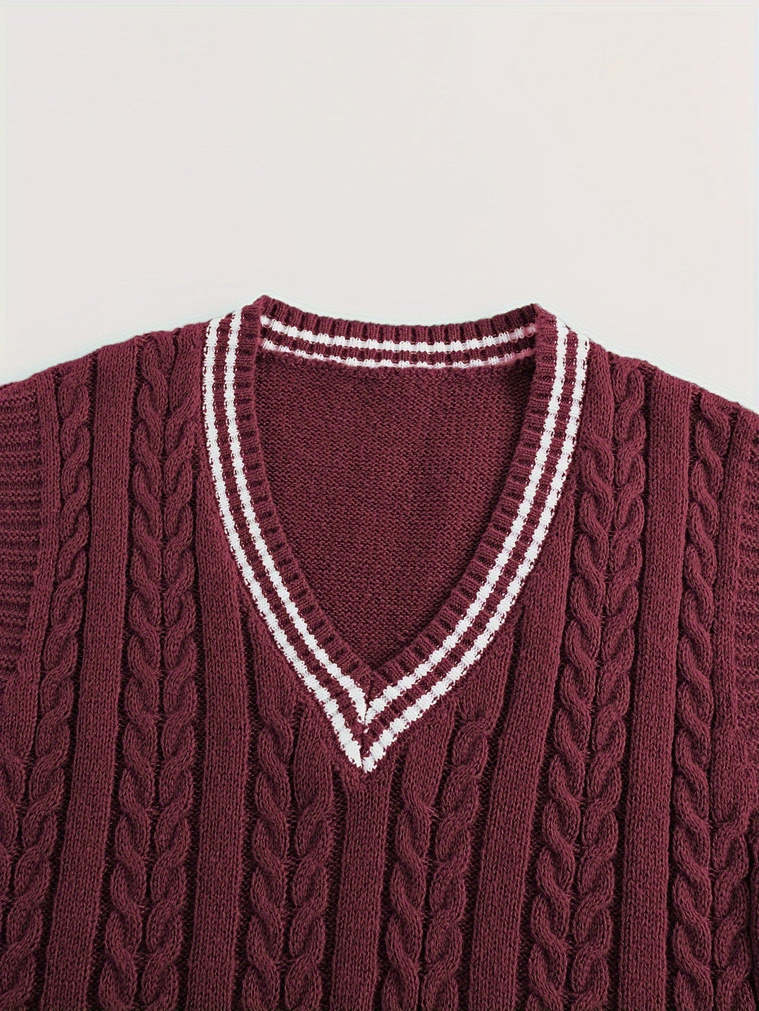 Cable-Knit V-Neck Sweater Vest