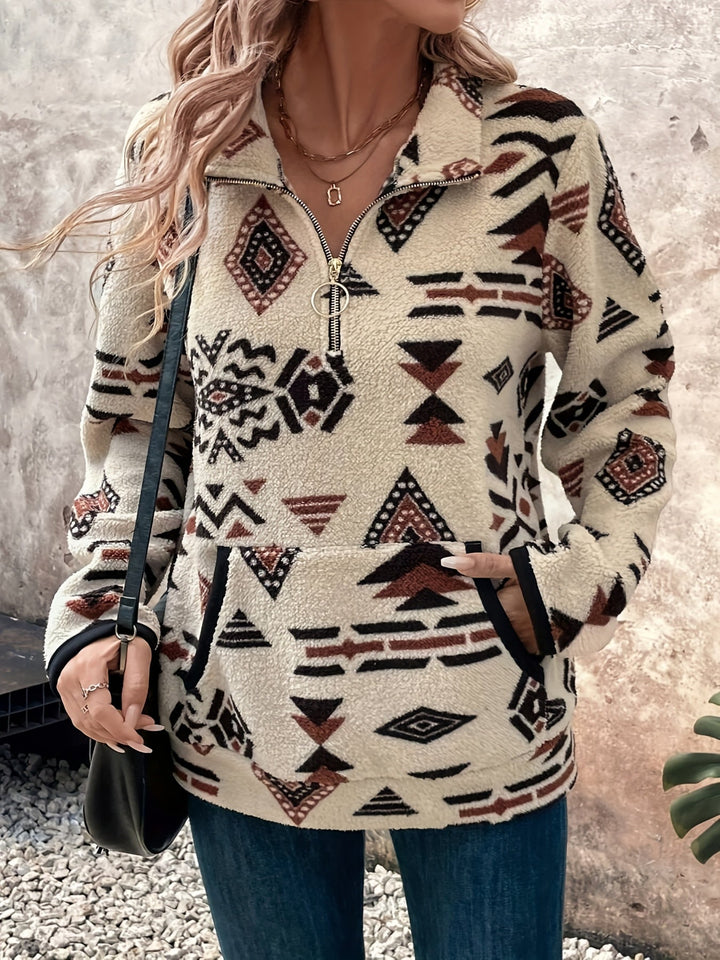 Aztec-Print Quarter-Zip Pullover