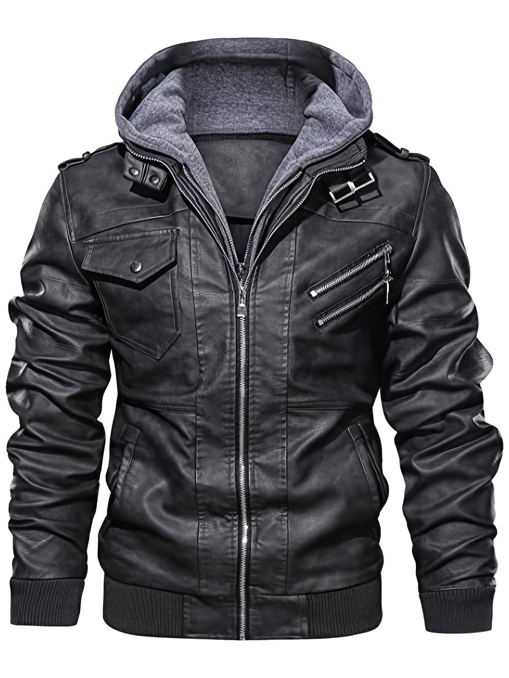 Rugged Hooded Biker Jacket