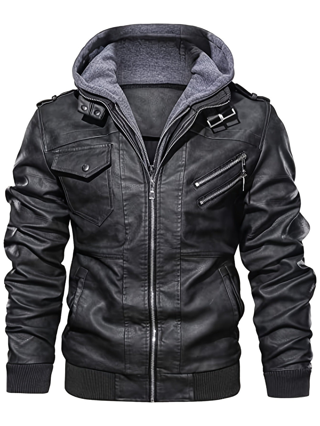 Rugged Hooded Biker Jacket