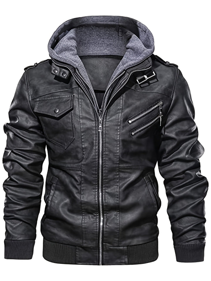Rugged Hooded Biker Jacket