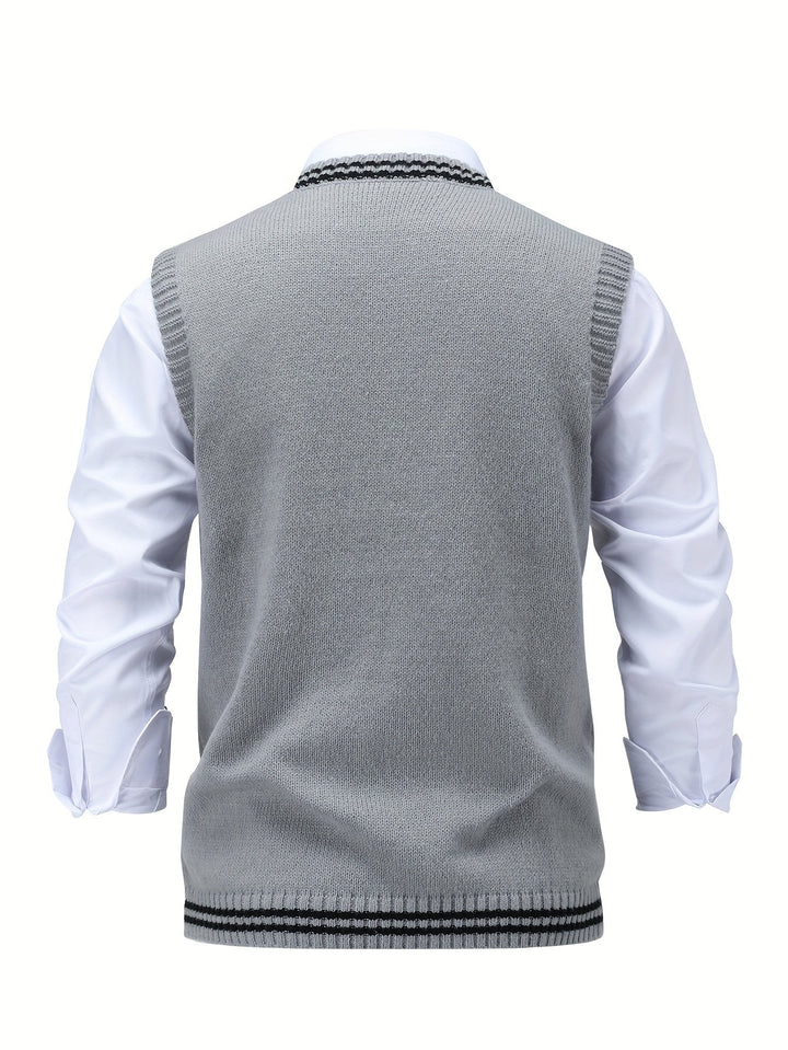 Cable-Knit V-Neck Sweater Vest
