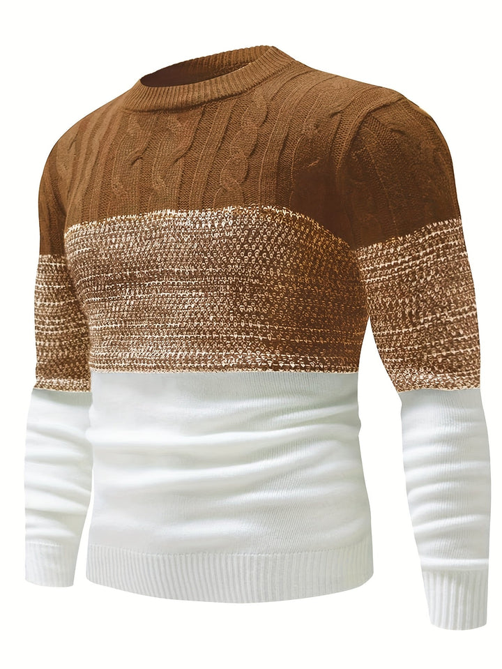 Color-Block Crew Neck Sweater