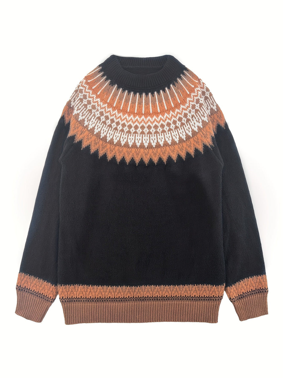 Chunky Jacquard Round Neck Sweater