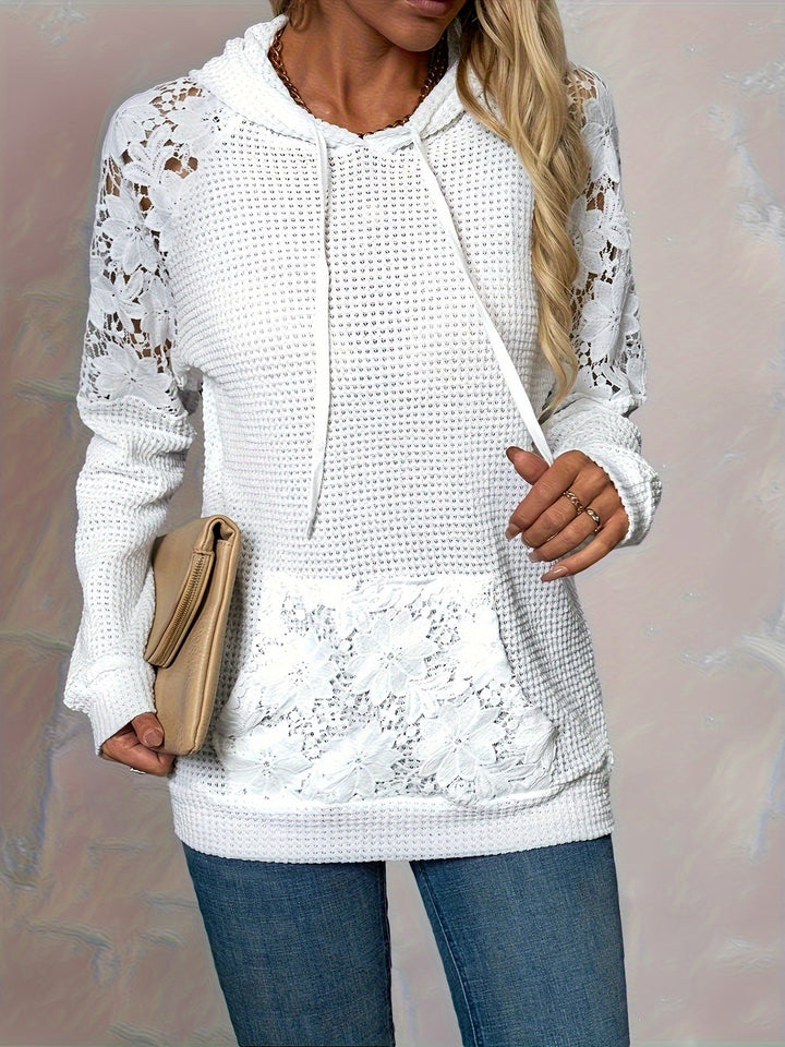 Floral-Trimmed Hooded Top