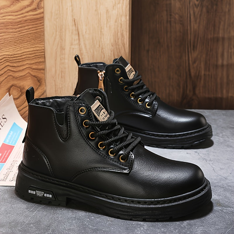 Rugged High-Top Lace-Up Boots