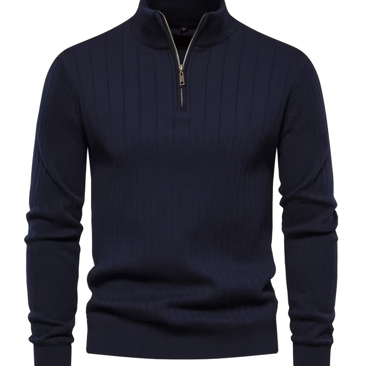 Quarter-Zip Stand Collar Sweater