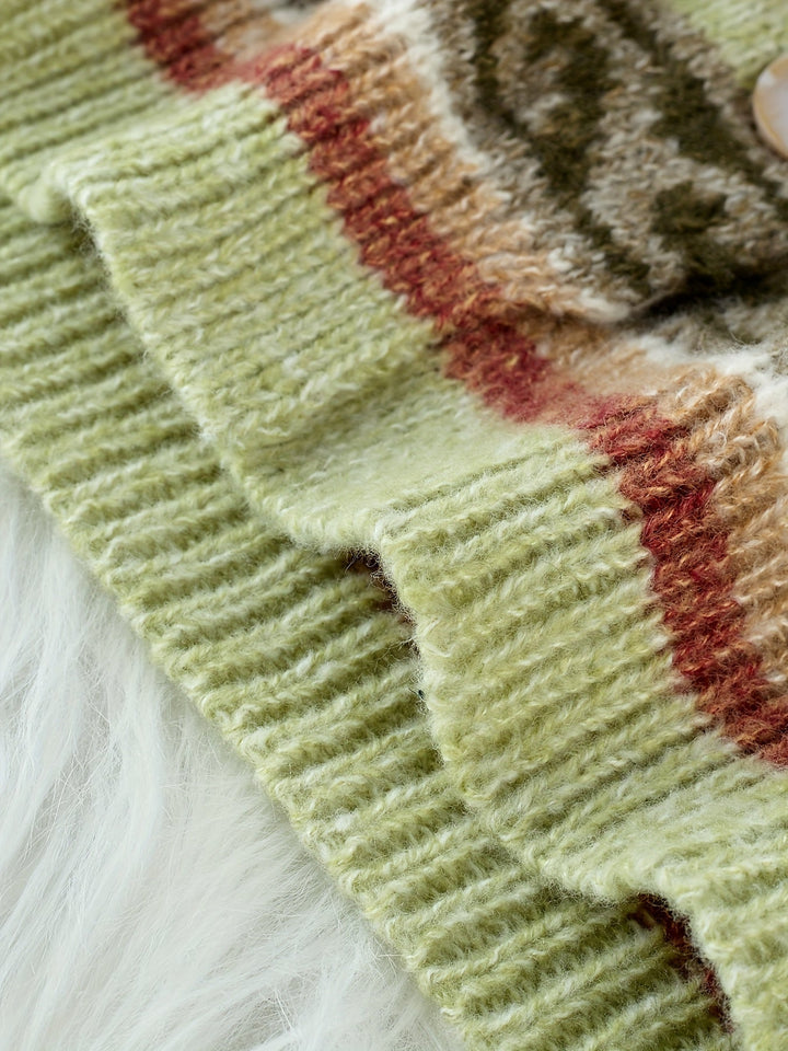 Patterned Button-Front Cardigan
