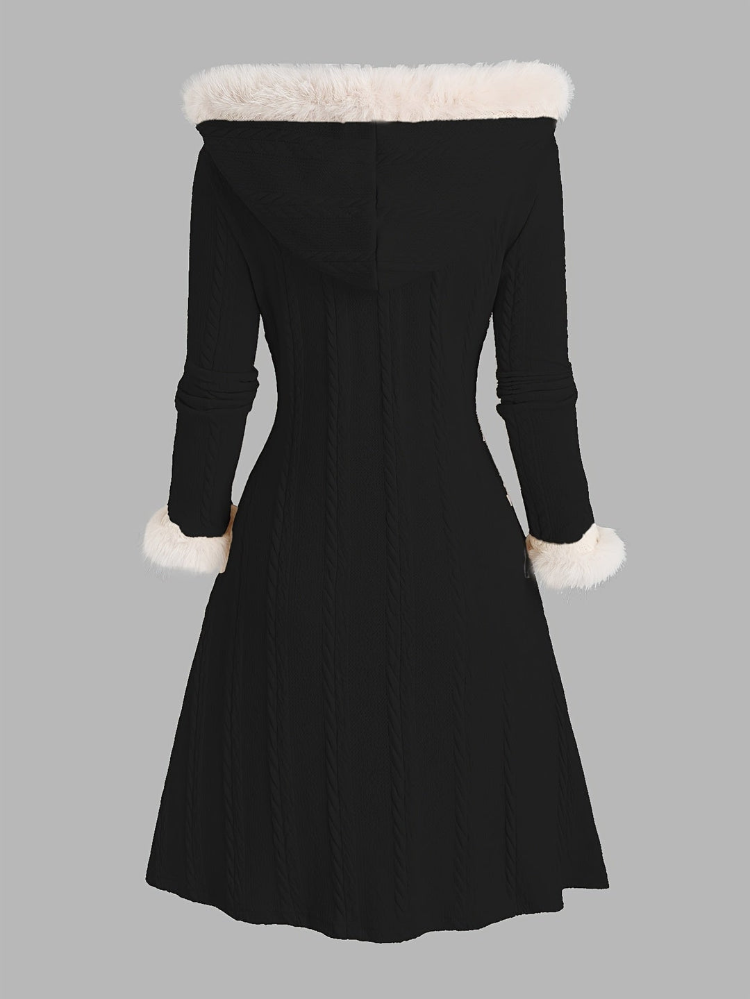 Fur-Trimmed Hooded Longline Coat