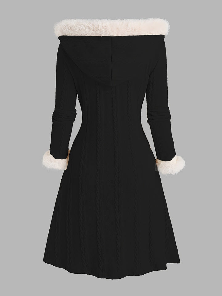 Fur-Trimmed Hooded Longline Coat