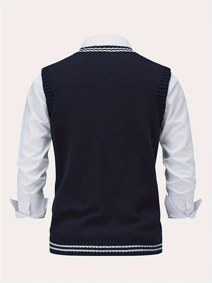 Cable-Knit V-Neck Sweater Vest