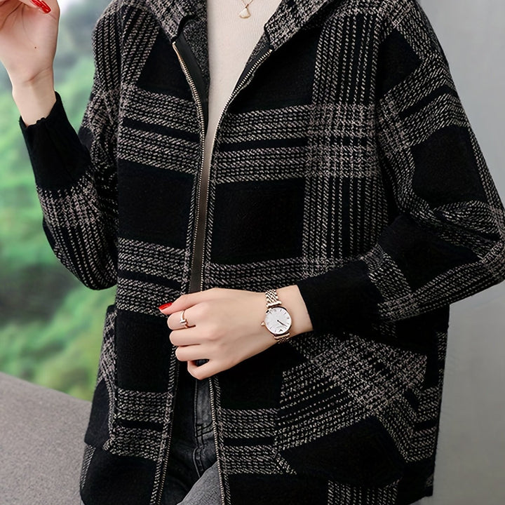 Hooded Checked Zip Jacket
