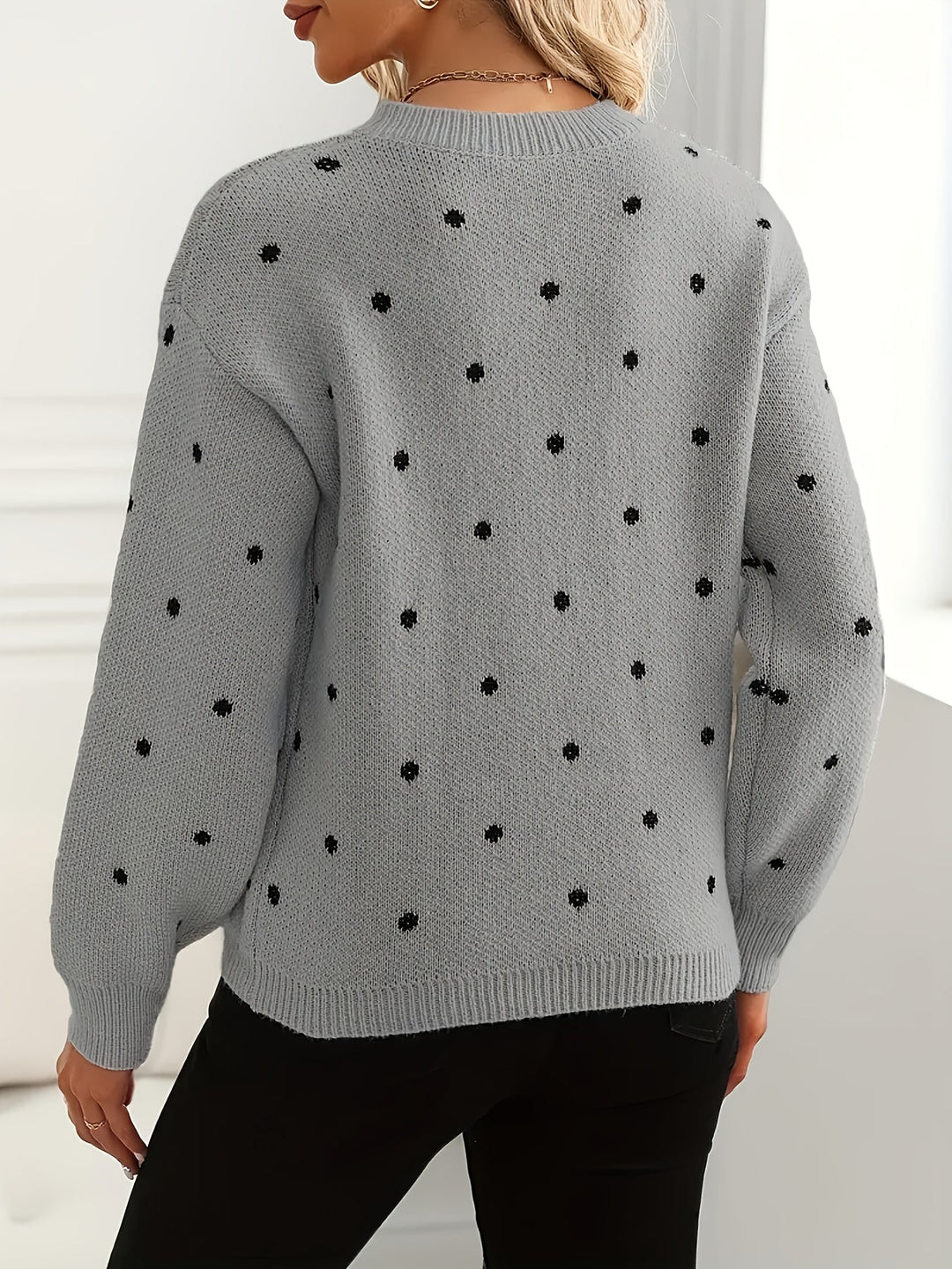 Polka Dot Crew Neck Sweater