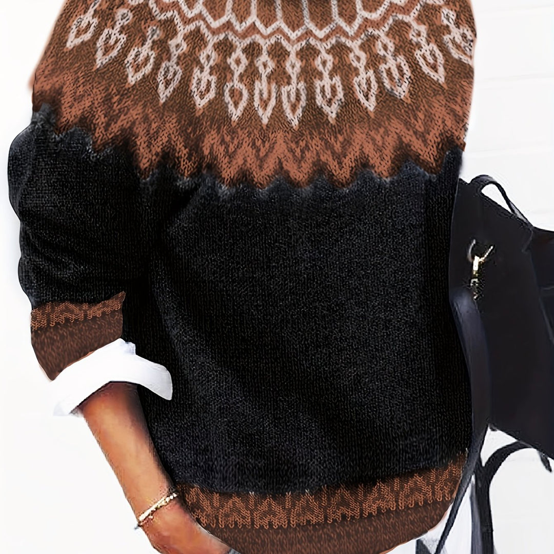 Chunky Jacquard Round Neck Sweater