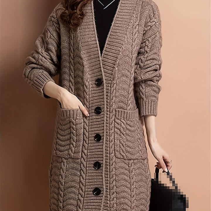 Cable-Knit Longline Cardigan