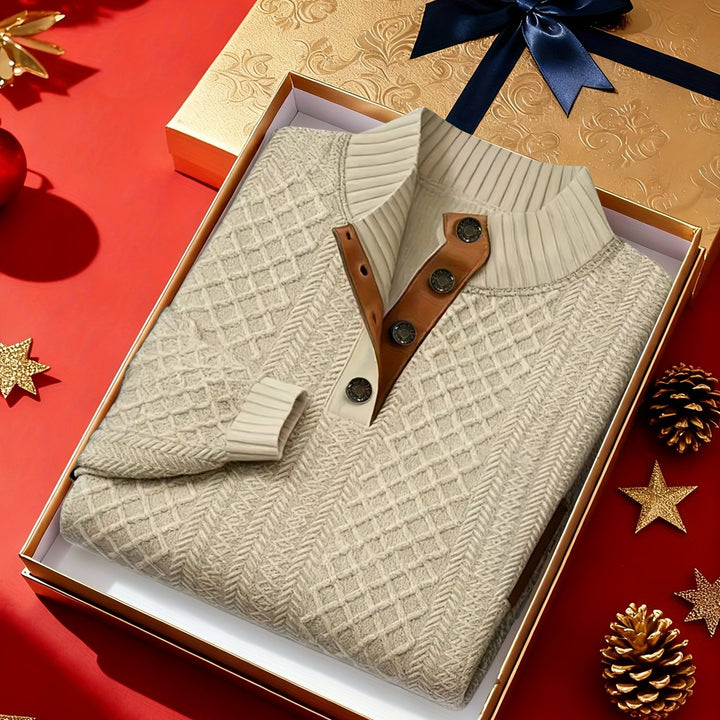 Textured Stand-Collar Sweater