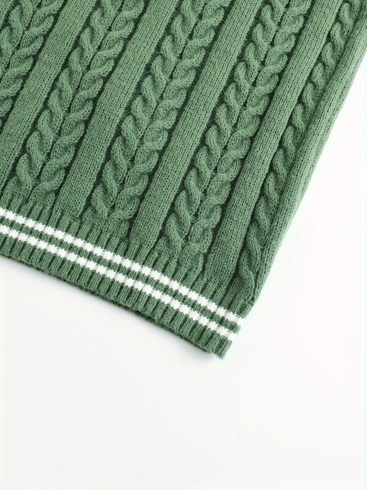 Cable-Knit V-Neck Sweater Vest
