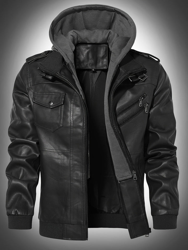 Rugged Hooded Biker Jacket