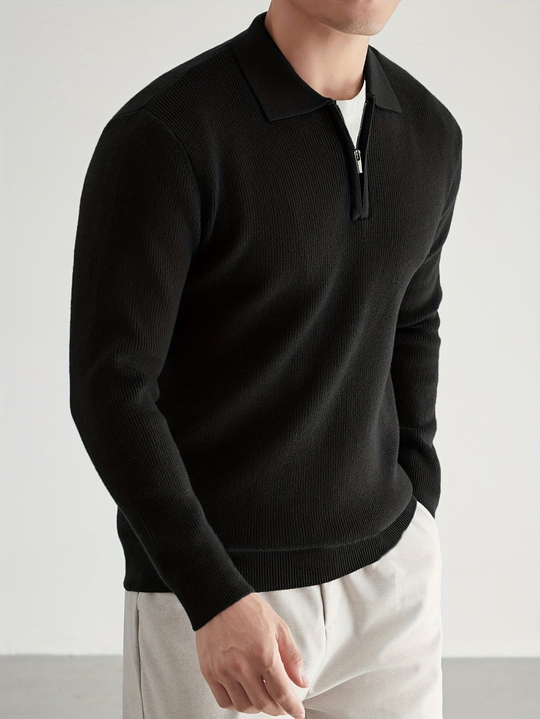 Refined Quarter-Zip Polo Sweater