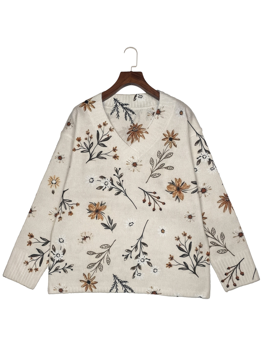 Floral V-Neck Sweater