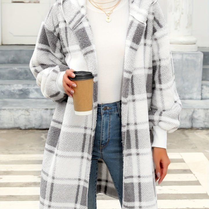 Plaid Hooded Cardigan