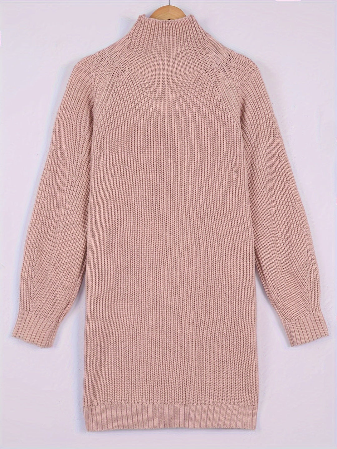 Relaxed Half-Turtleneck Sweater Dress