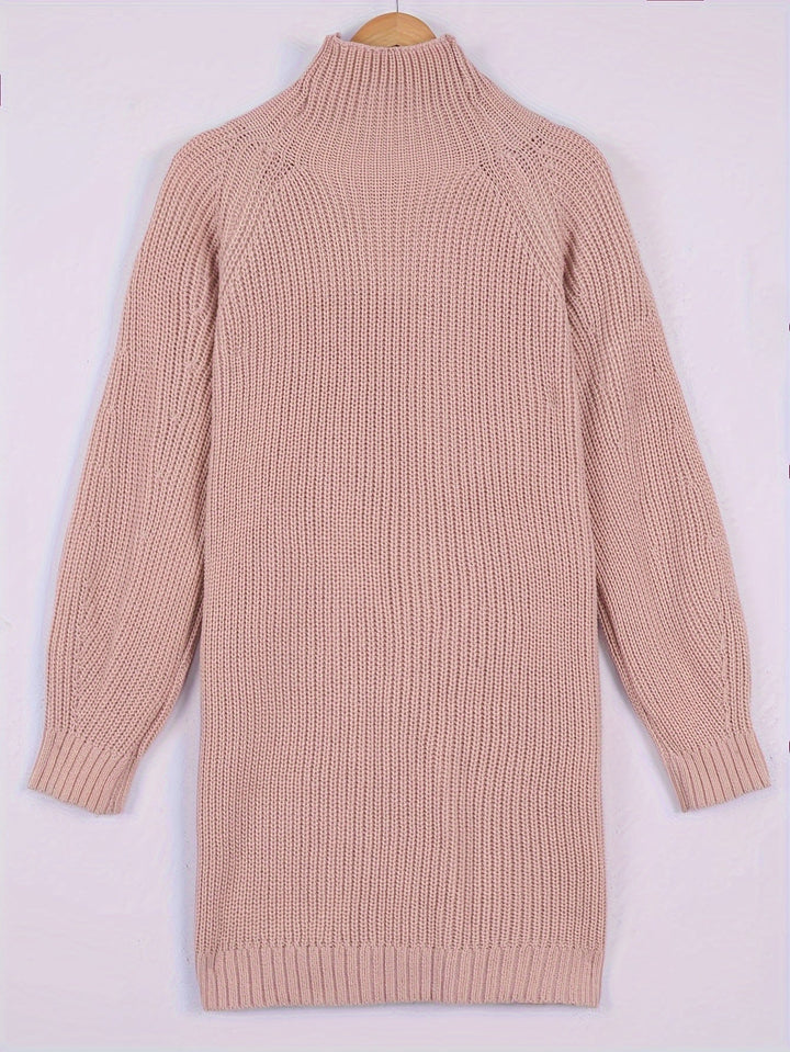 Relaxed Half-Turtleneck Sweater Dress