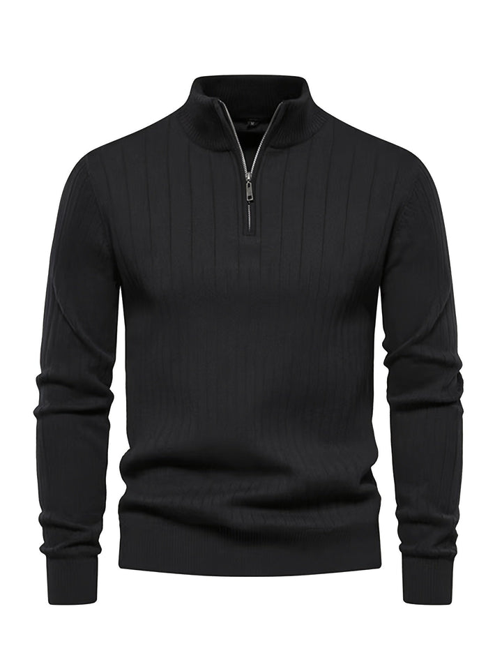 Quarter-Zip Stand Collar Sweater