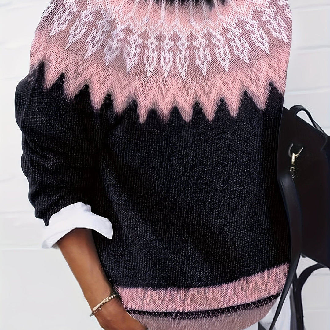 Chunky Jacquard Round Neck Sweater