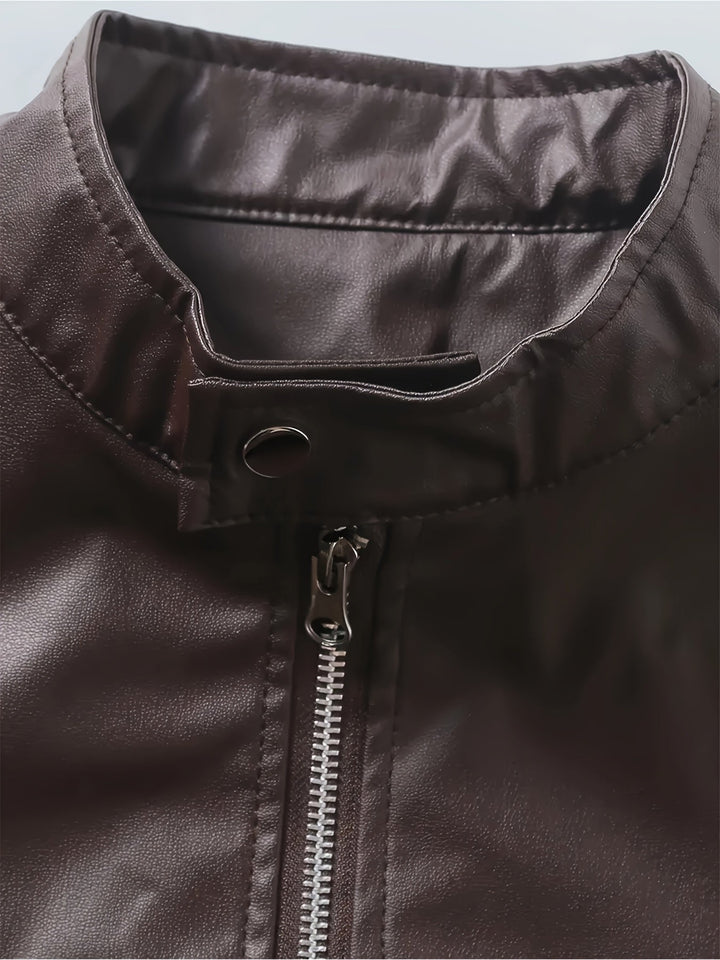 Stand-Collar Moto Jacket
