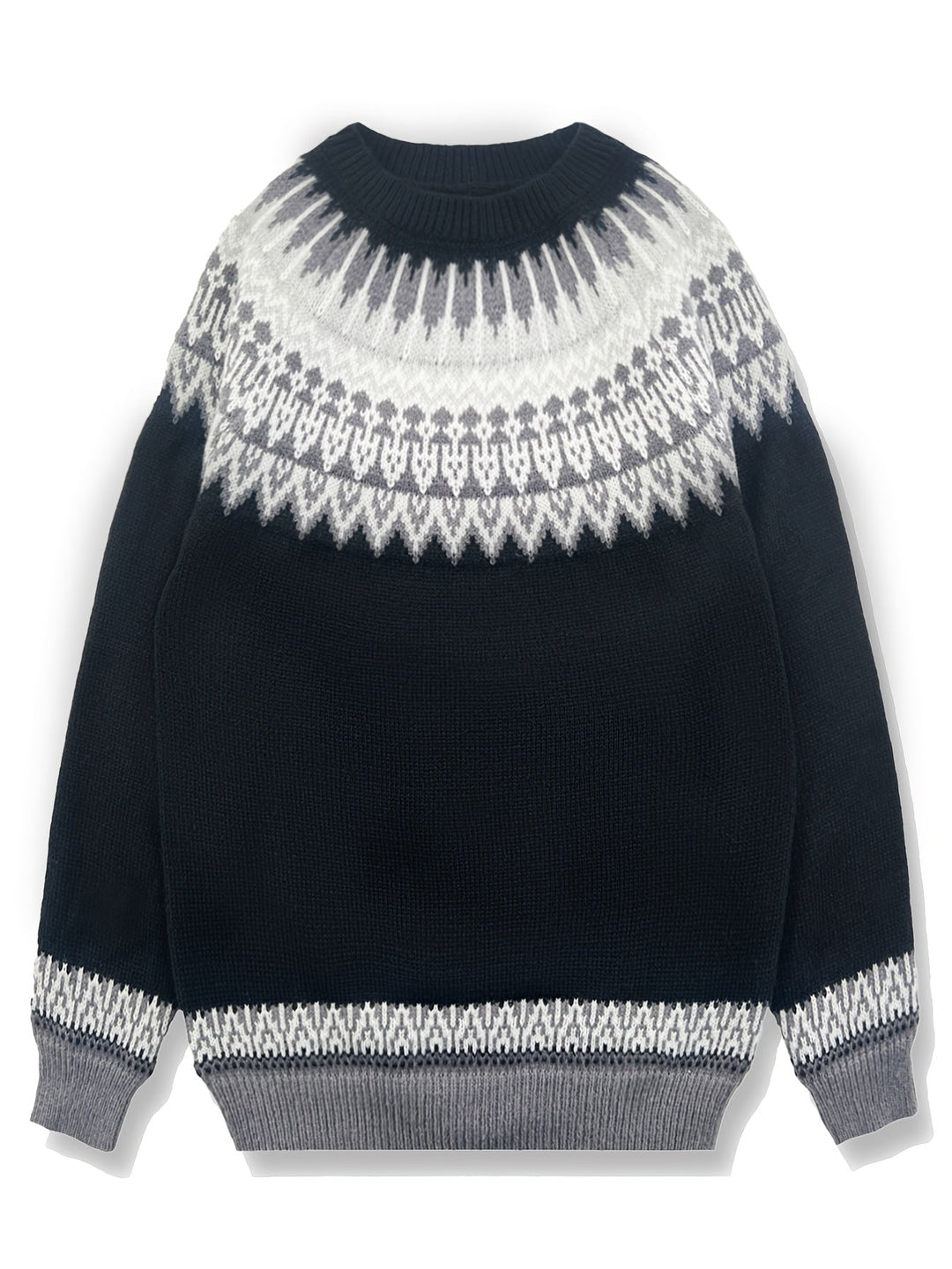 Chunky Jacquard Round Neck Sweater
