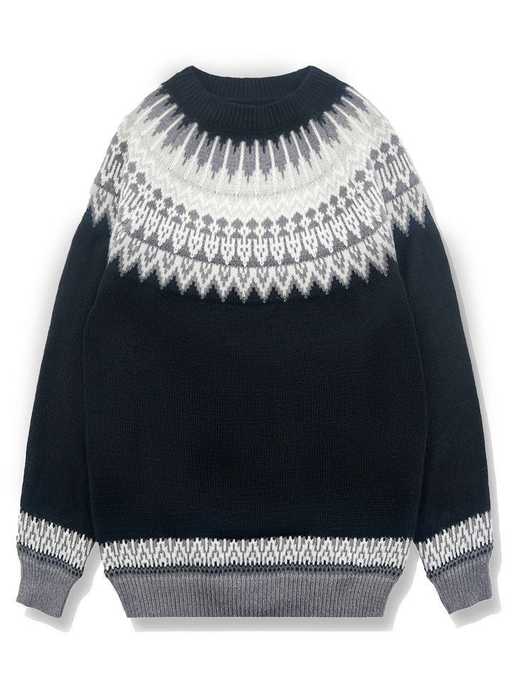 Chunky Jacquard Round Neck Sweater