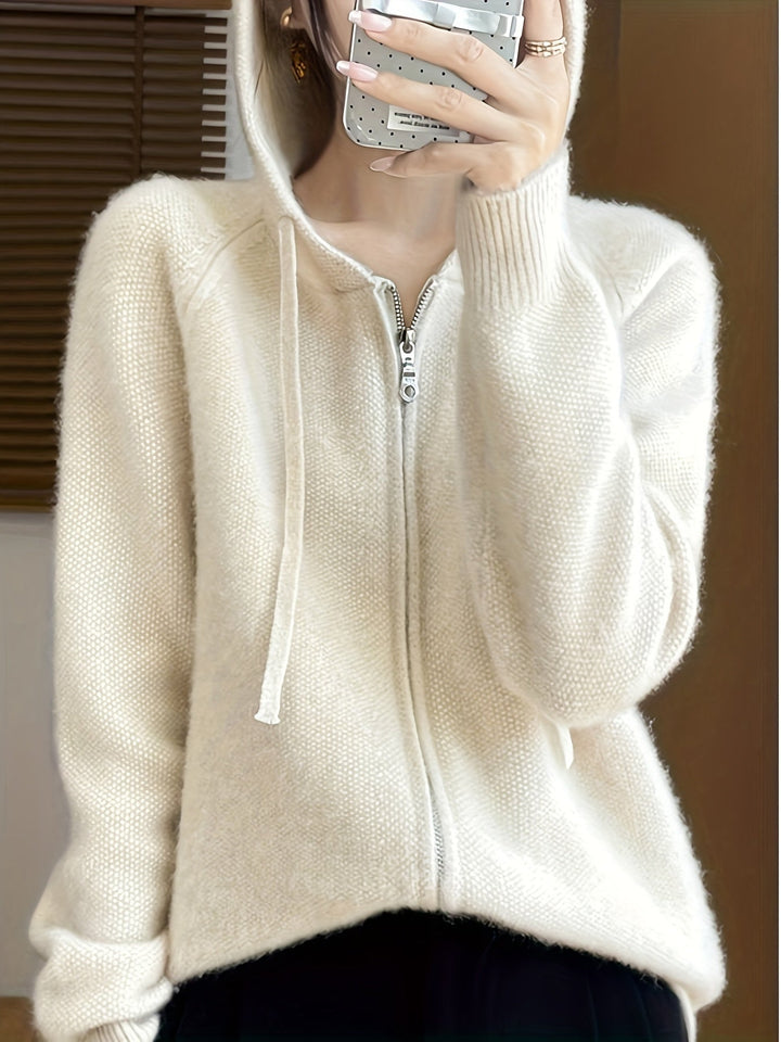 Hooded Zip-Front Cardigan