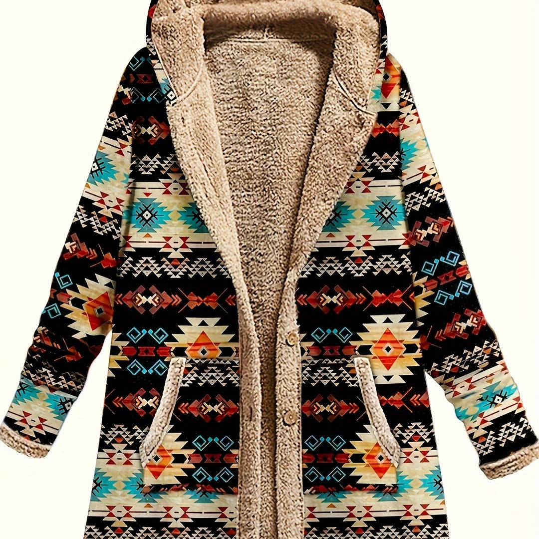 Cozy Patterned Hooded Coat