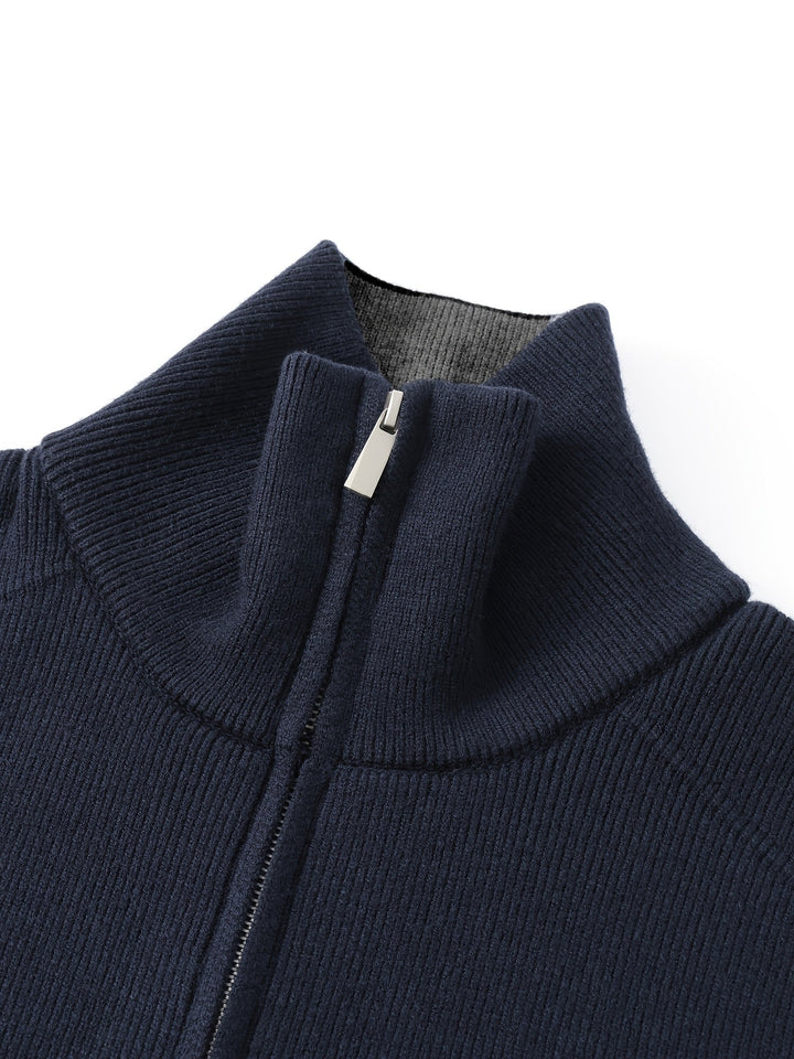 Zip-Front High-Neck Cardigan