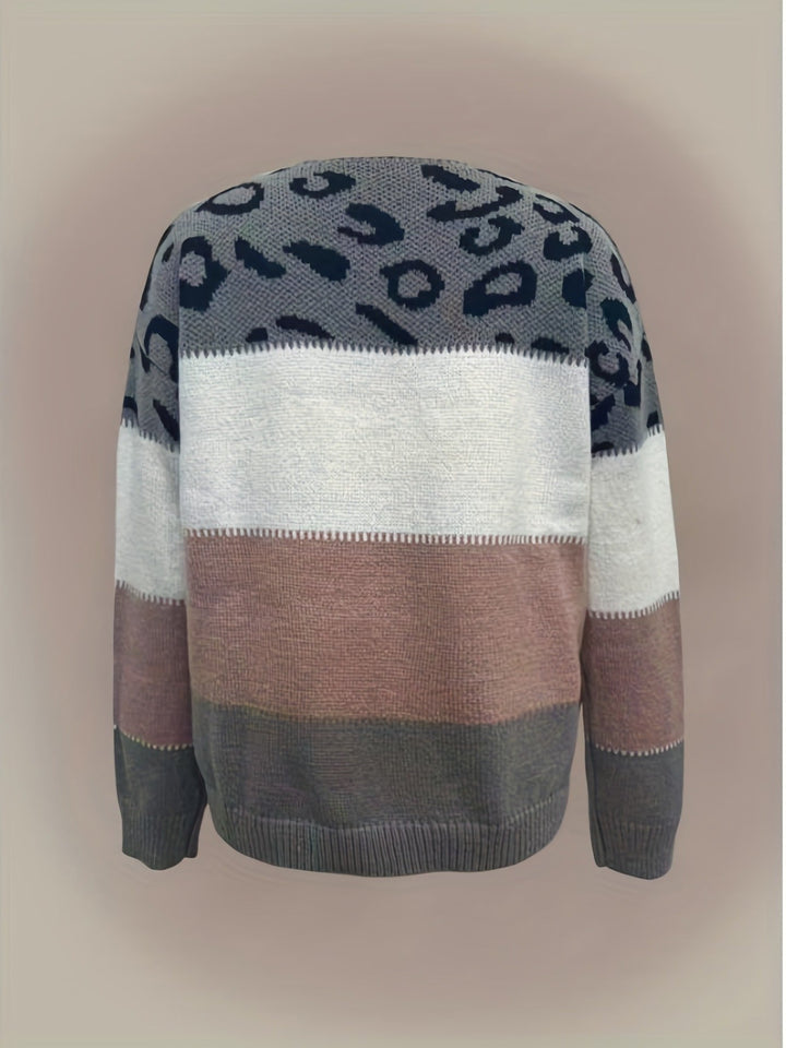Patterned Color-Block Sweater