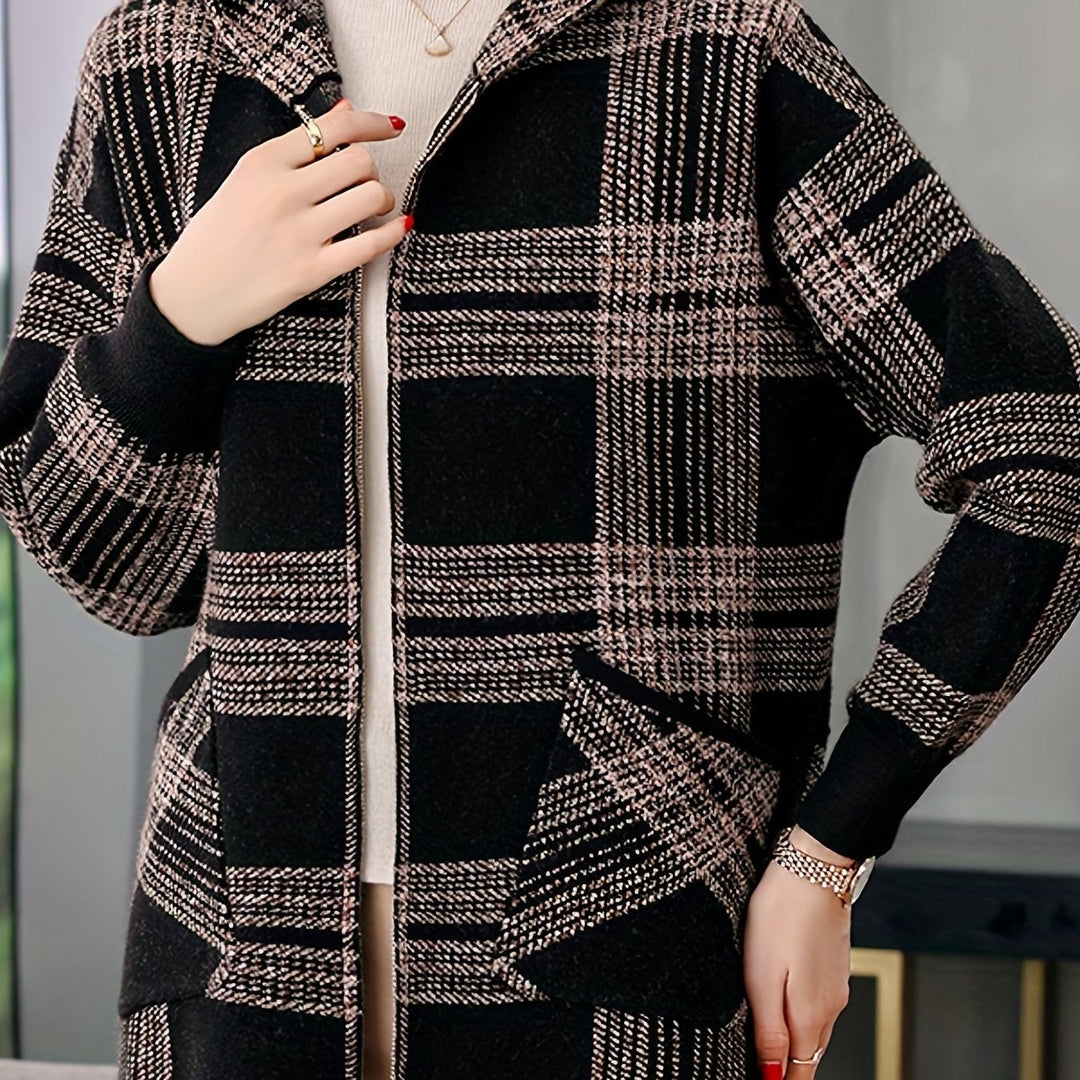 Hooded Checked Zip Jacket