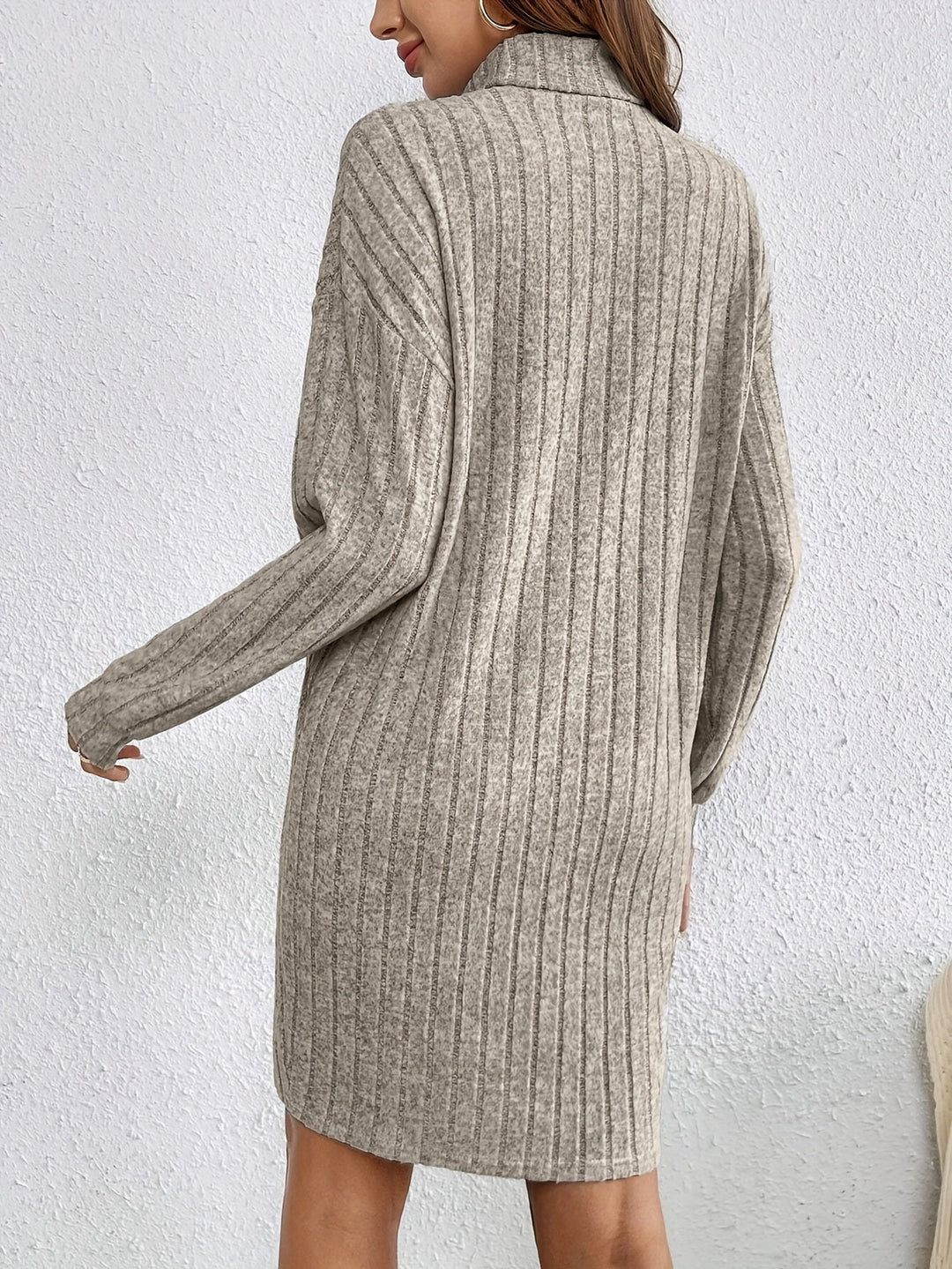 Ribbed Turtleneck Sweater Dress