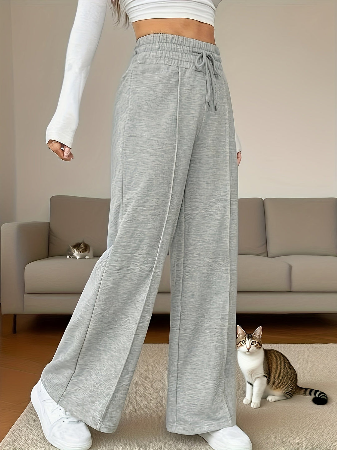 Cozy High-Waisted Wide-Leg Pants
