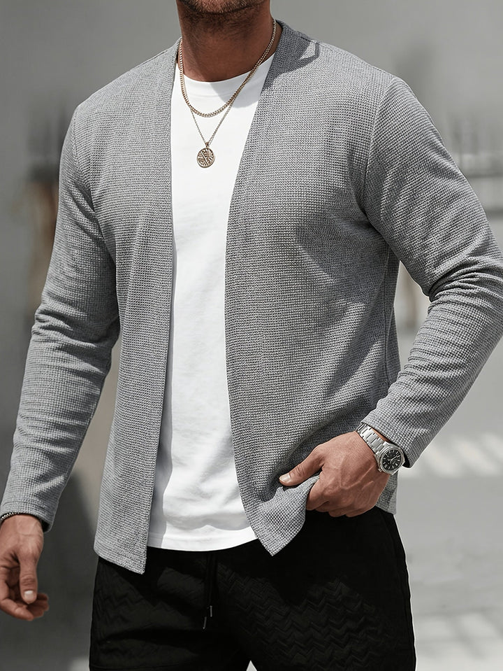 Open-Front Textured Cardigan
