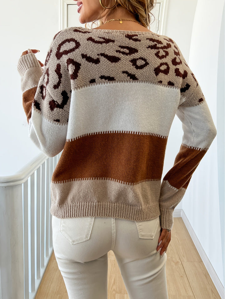 Patterned Color-Block Sweater