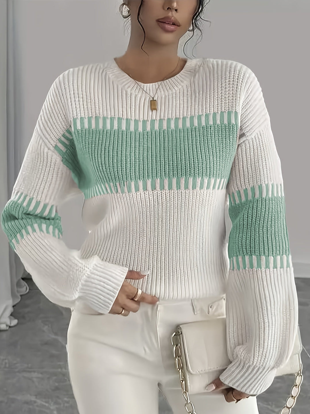 Colour-Block Striped Sweater