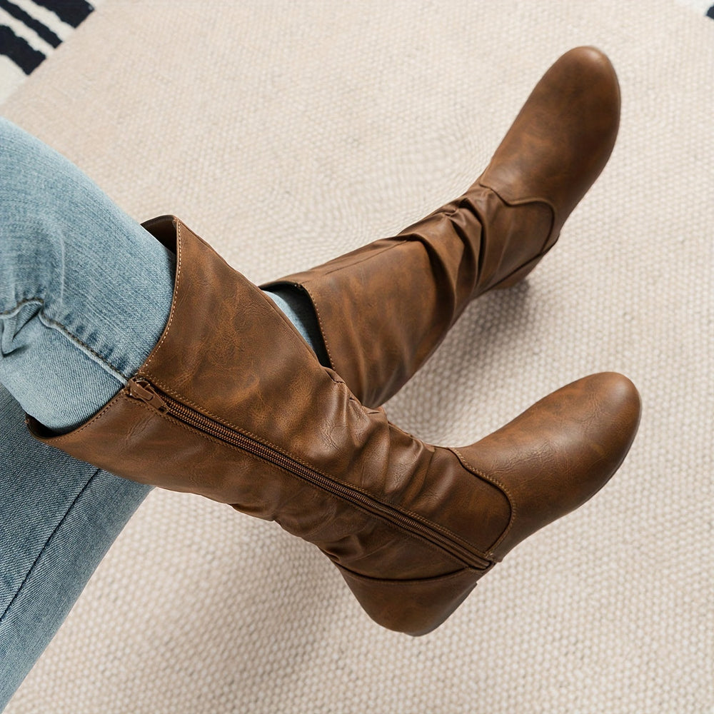 Slouched Mid-Calf Boots