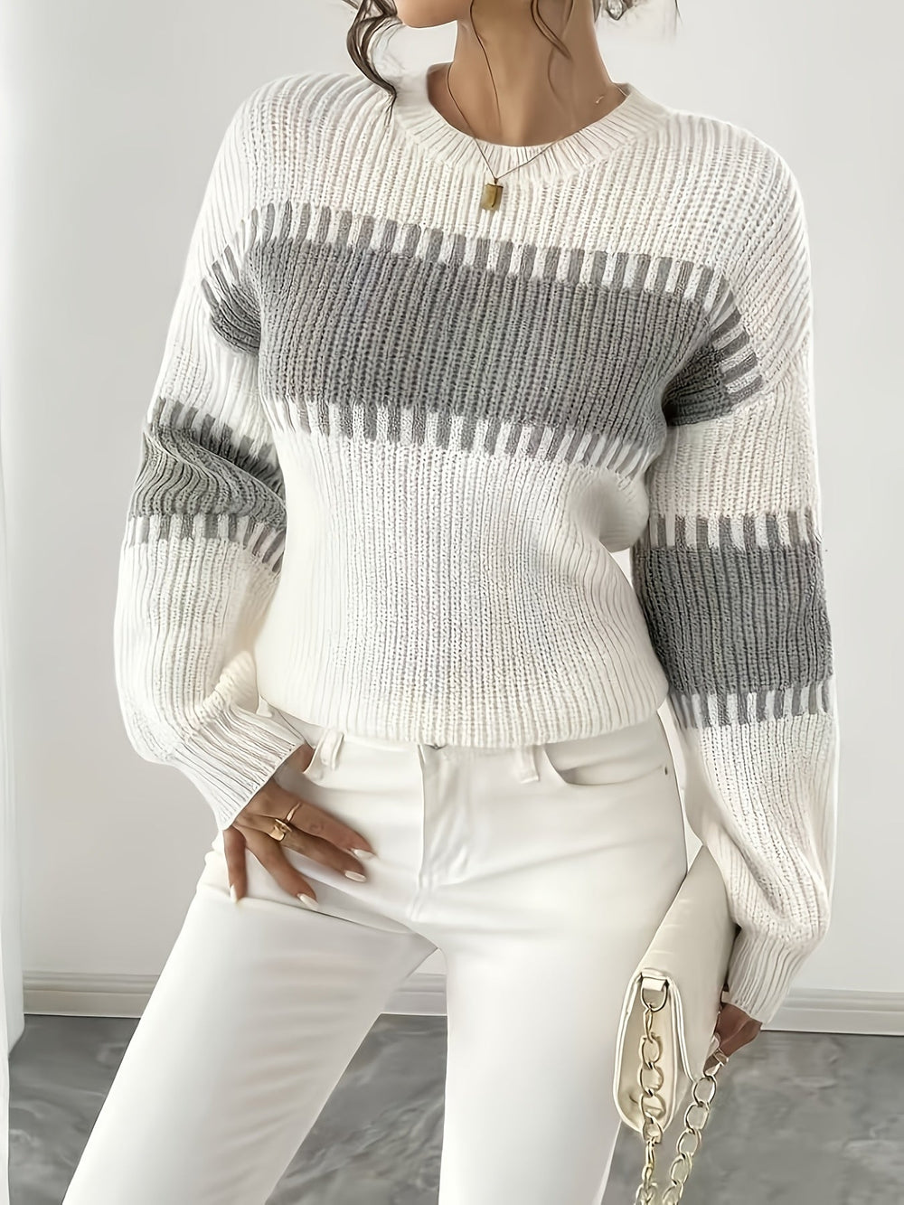 Colour-Block Striped Sweater