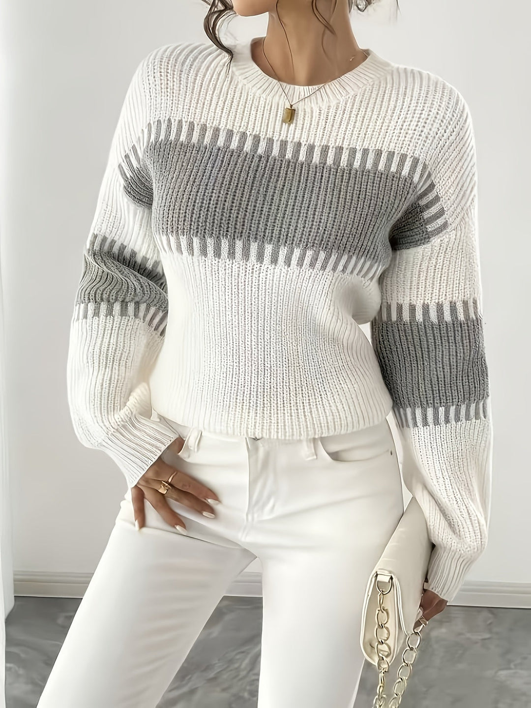 Colour-Block Striped Sweater