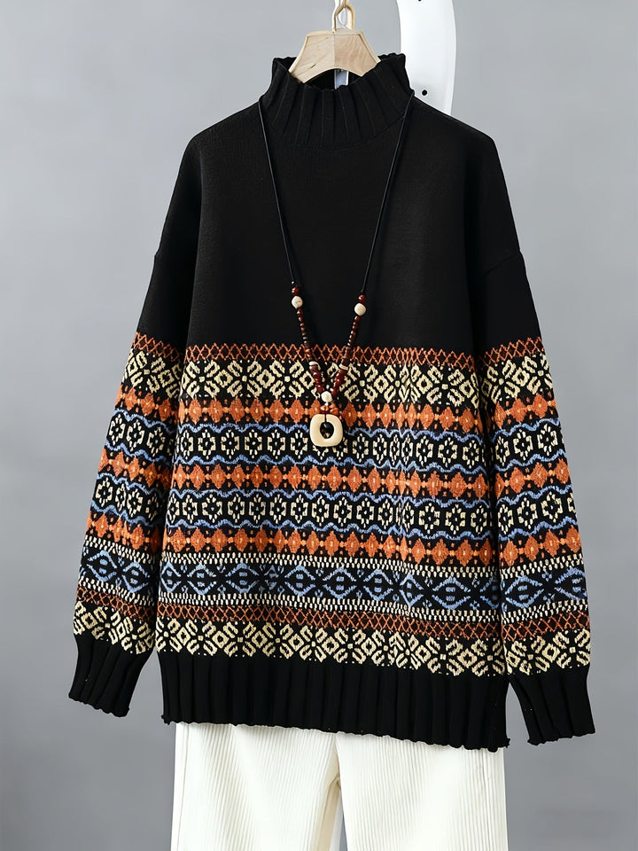 Vintage Jacquard Loose-Fit Sweater