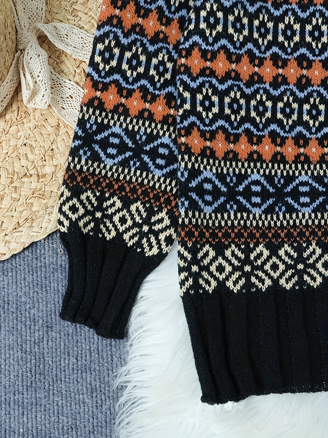 Vintage Jacquard Loose-Fit Sweater