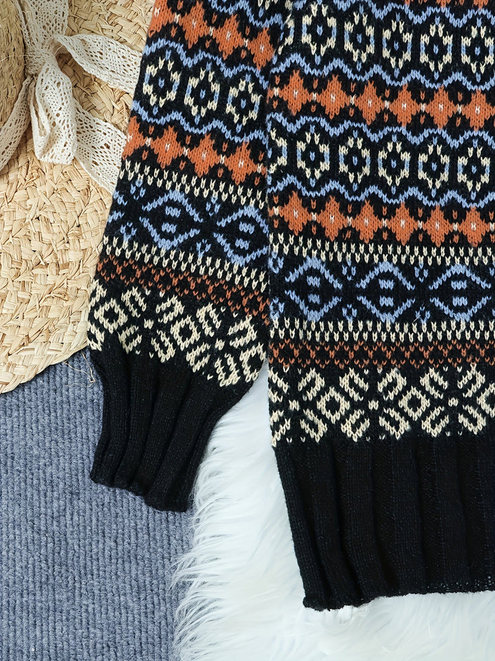 Vintage Jacquard Loose-Fit Sweater