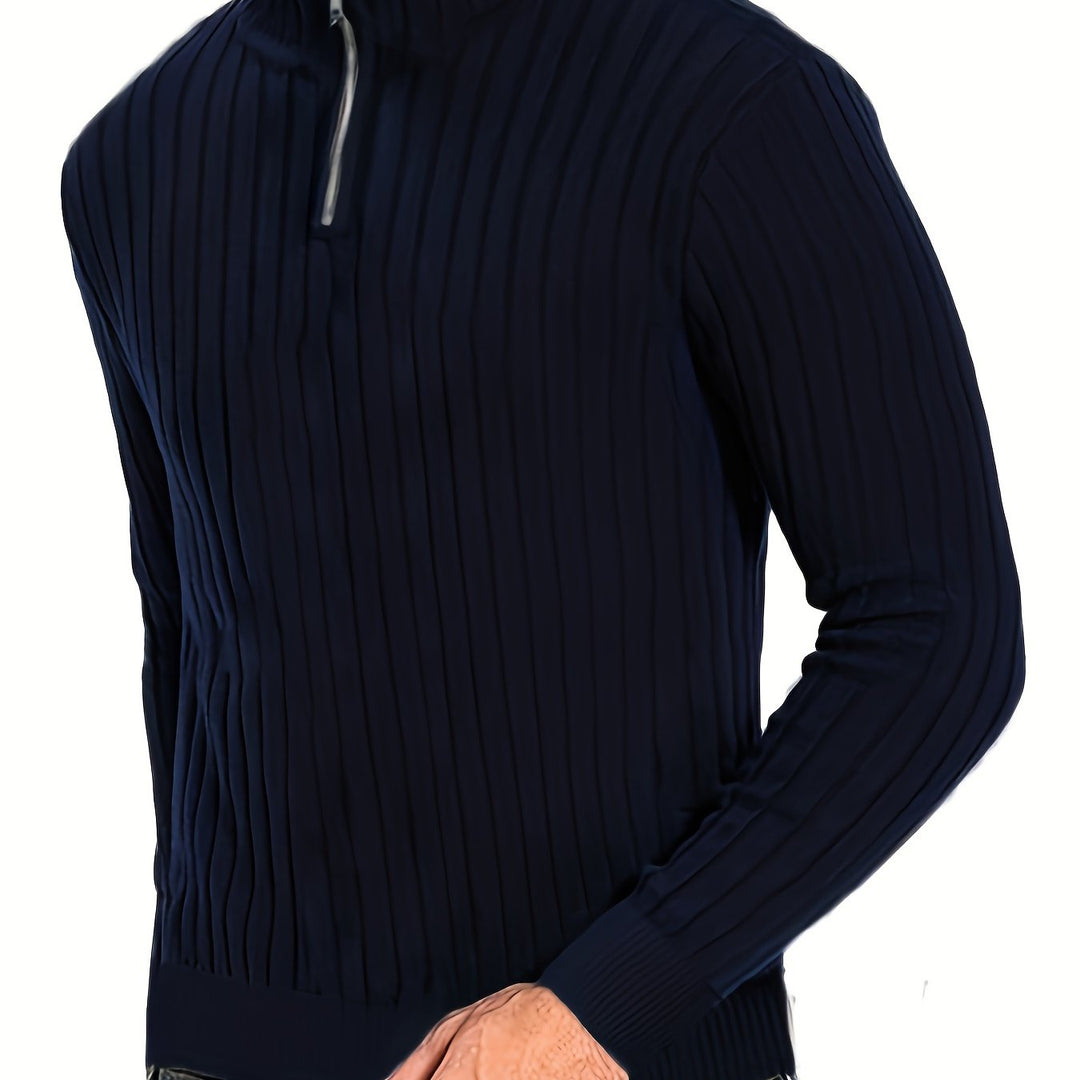 Ribbed Quarter-Zip Sweater